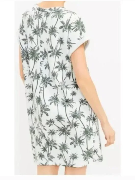 Lou & Grey White and Green Palm Print Dress size XS - Picture 2 of 8
